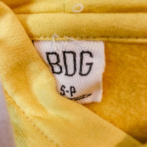 UO Urban Outfitters BDG MALONE Contrast Stitch Hoodie YELLOW Men's Small - Picture 2 of 6